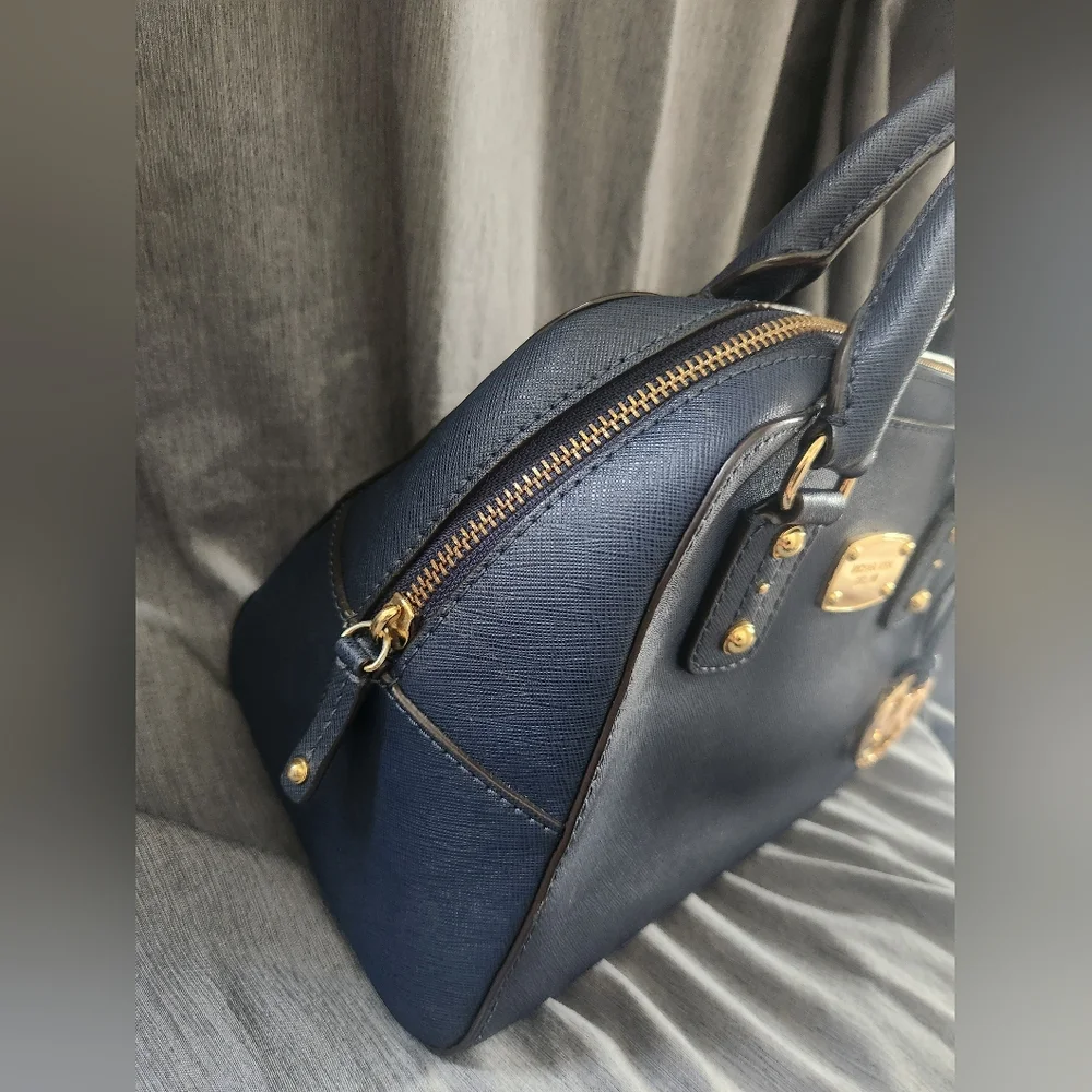 Michael Kors Blue Saffiano Leather Satchel Bag